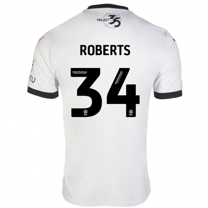 Danxen Dame Caleb Roberts #34 Hvit Svart Bortetrøye Drakt Trøye 2024/25 Skjorter T-Skjorte