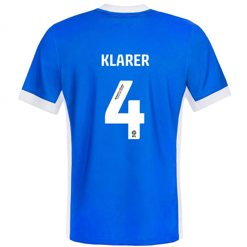 Danxen Barn Christoph Klarer #4 Blå Hvit Hjemmetrøye Drakt Trøye 2024/25 Skjorter T-Skjorte