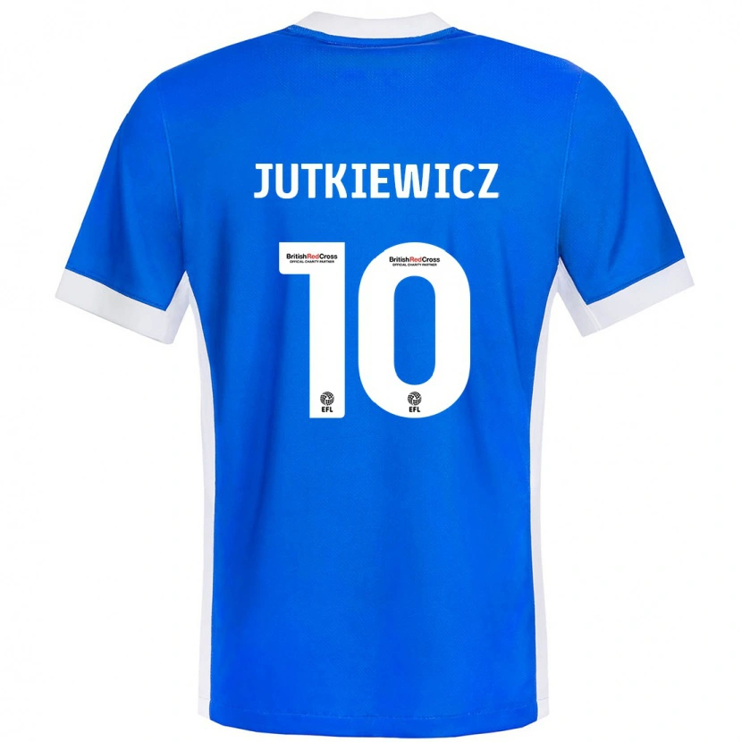 Danxen Barn Lukas Jutkiewicz #10 Blå Hvit Hjemmetrøye Drakt Trøye 2024/25 Skjorter T-Skjorte