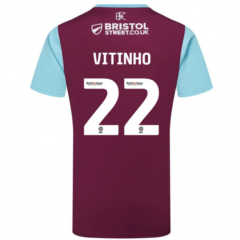 Danxen Barn Vitinho #22 Burgund Himmelblå Hjemmetrøye Drakt Trøye 2024/25 Skjorter T-Skjorte