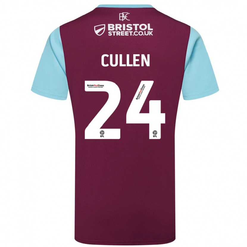 Danxen Barn Josh Cullen #24 Burgund Himmelblå Hjemmetrøye Drakt Trøye 2024/25 Skjorter T-Skjorte