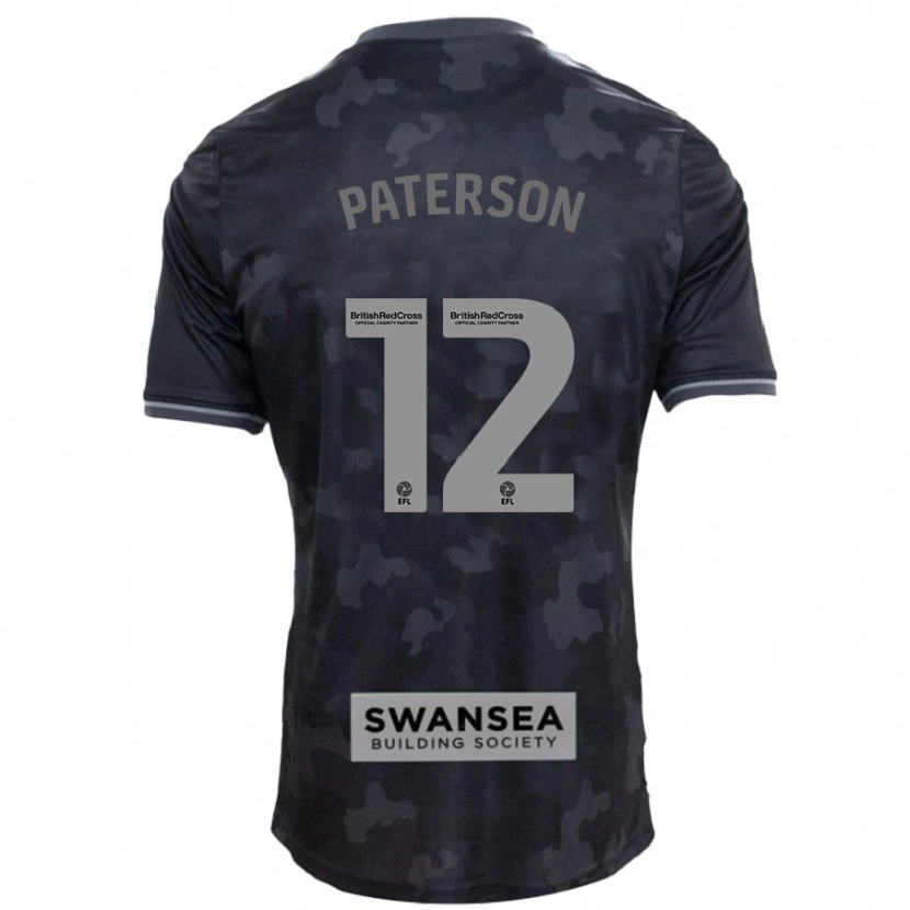 Danxen Barn Jamie Paterson #12 Svart Bortetrøye Drakt Trøye 2024/25 Skjorter T-Skjorte