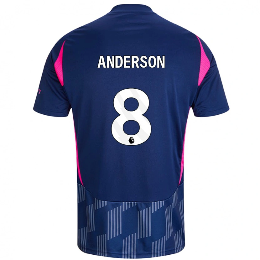 Danxen Barn Elliot Anderson #8 Kongeblå Rosa Bortetrøye Drakt Trøye 2024/25 Skjorter T-Skjorte