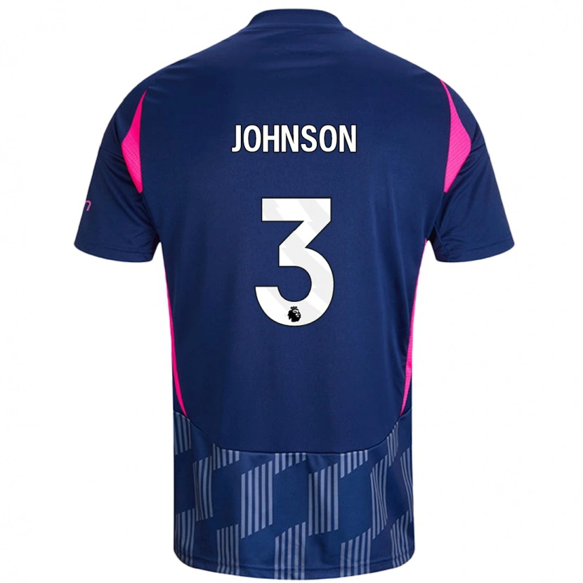 Danxen Barn Nat Johnson #3 Kongeblå Rosa Bortetrøye Drakt Trøye 2024/25 Skjorter T-Skjorte