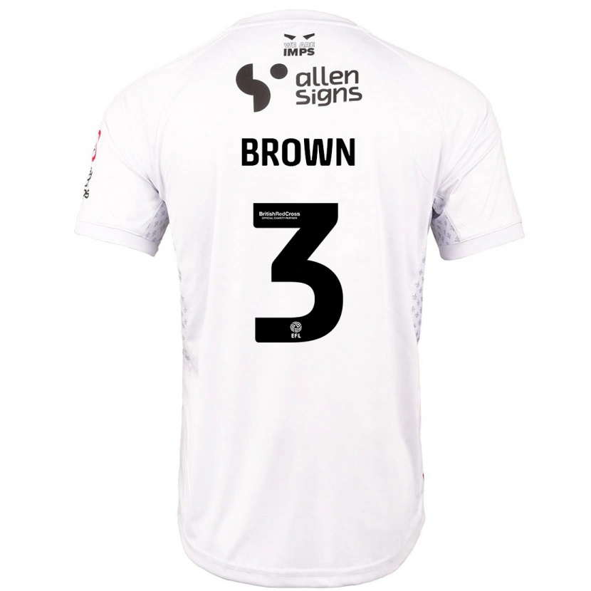 Danxen Barn Jaden Brown #3 Rød Hvit Bortetrøye Drakt Trøye 2024/25 Skjorter T-Skjorte
