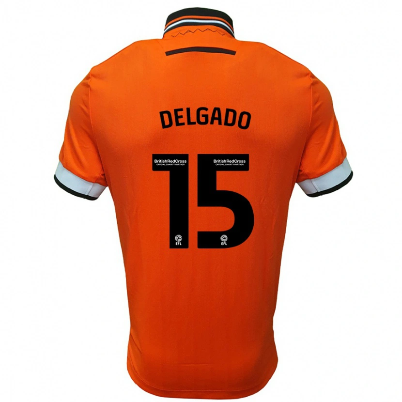 Danxen Barn Juan Delgado #15 Oransje Hvit Bortetrøye Drakt Trøye 2024/25 Skjorter T-Skjorte