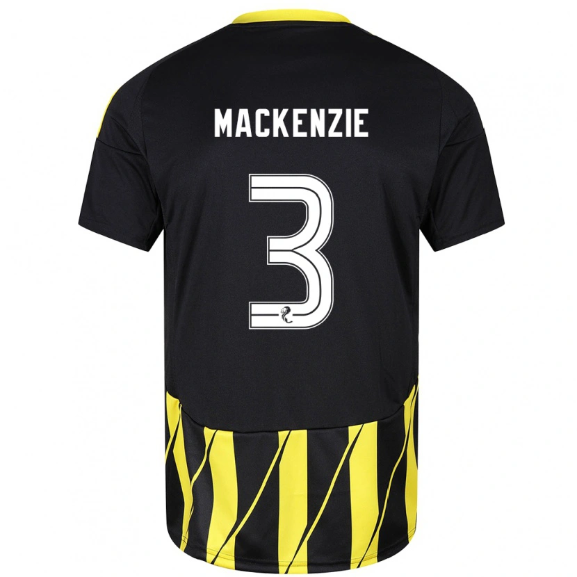 Danxen Barn Jack Mackenzie #3 Svart Gul Bortetrøye Drakt Trøye 2024/25 Skjorter T-Skjorte