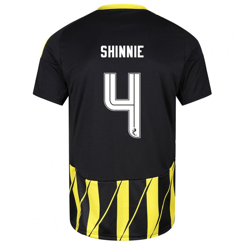 Danxen Barn Graeme Shinnie #4 Svart Gul Bortetrøye Drakt Trøye 2024/25 Skjorter T-Skjorte