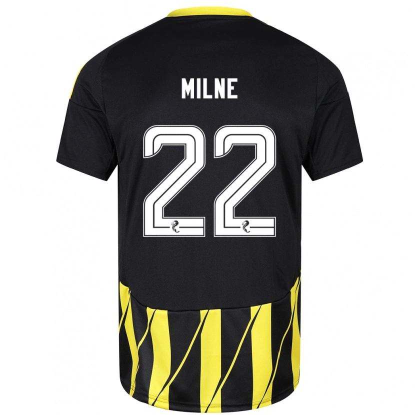 Danxen Barn Jack Milne #22 Svart Gul Bortetrøye Drakt Trøye 2024/25 Skjorter T-Skjorte