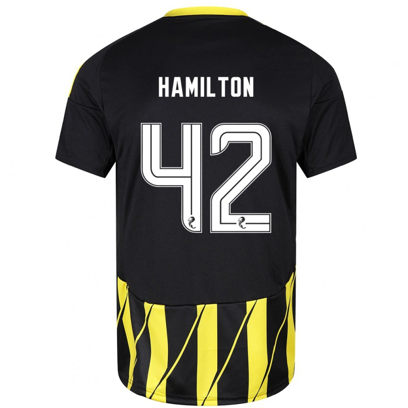 Danxen Barn Brendan Hamilton #42 Svart Gul Bortetrøye Drakt Trøye 2024/25 Skjorter T-Skjorte