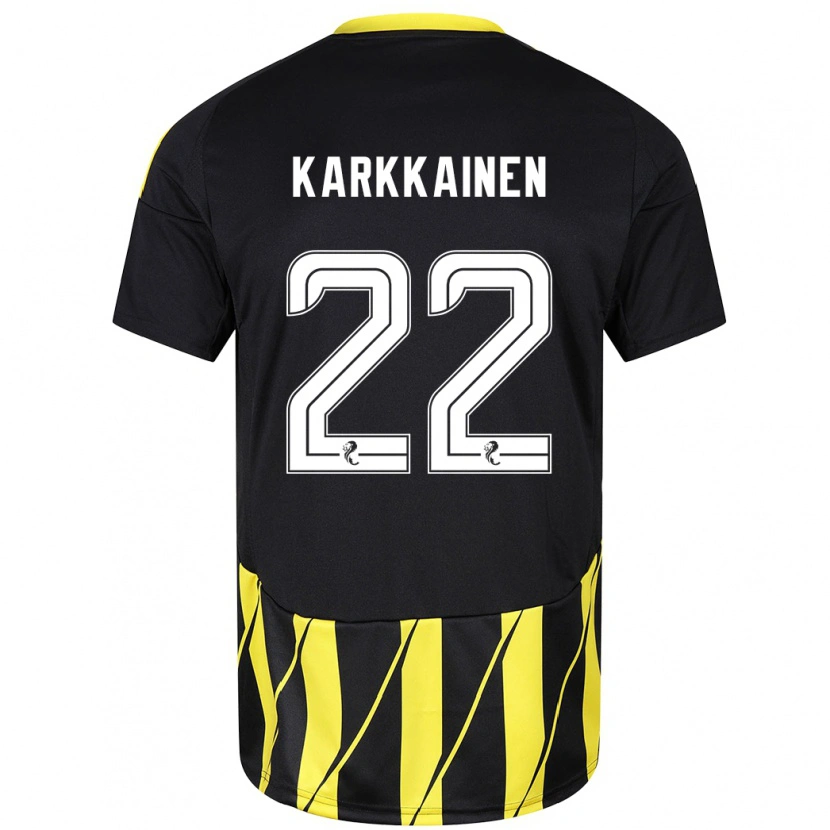 Danxen Barn Elena Kärkkäinen #22 Svart Gul Bortetrøye Drakt Trøye 2024/25 Skjorter T-Skjorte