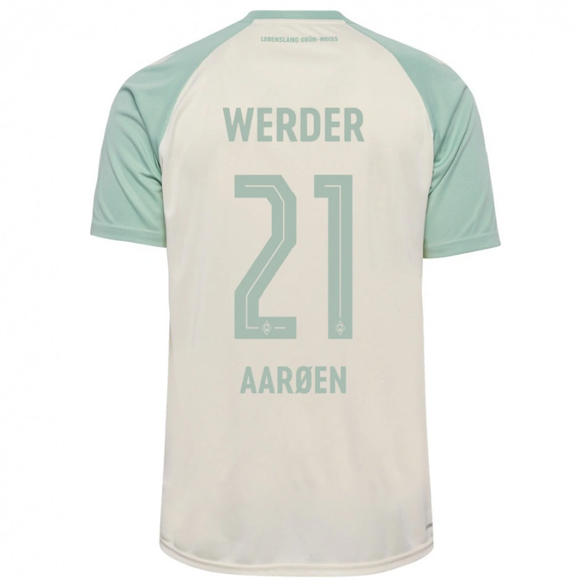 Danxen Barn Isak Hansen-Aarøen #21 Off-White Lysegrønn Bortetrøye Drakt Trøye 2024/25 Skjorter T-Skjorte
