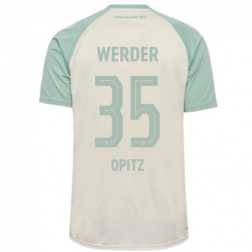 Danxen Barn Leon Opitz #35 Off-White Lysegrønn Bortetrøye Drakt Trøye 2024/25 Skjorter T-Skjorte