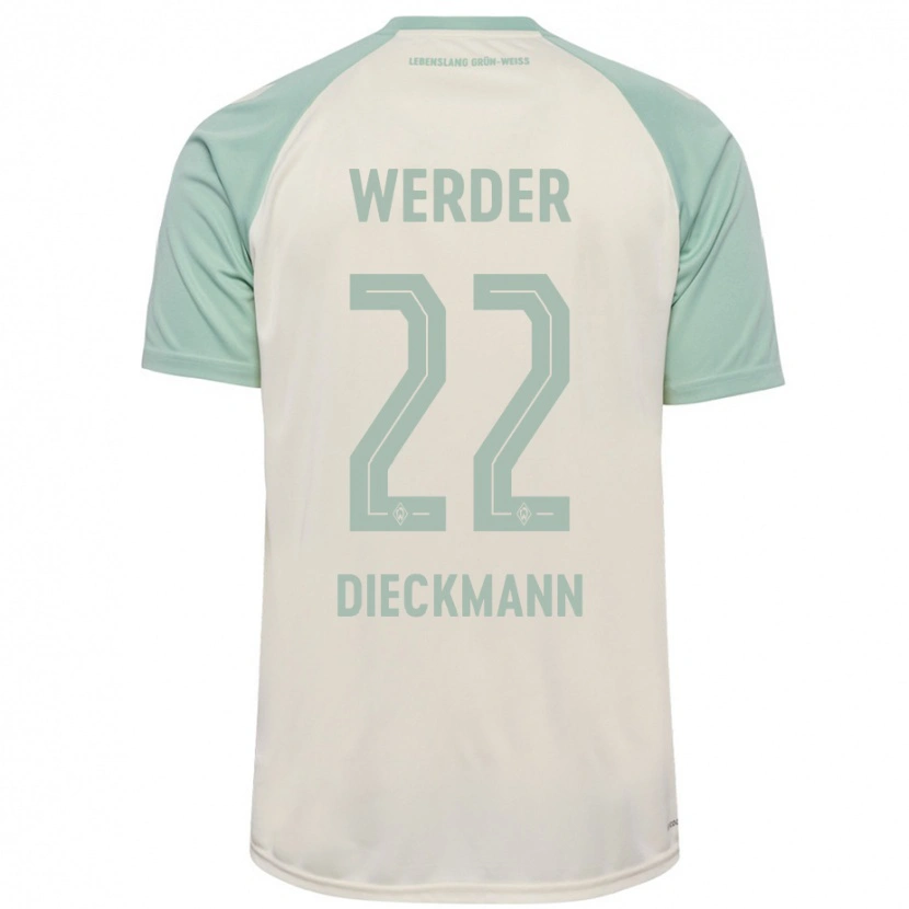 Danxen Barn Rieke Dieckmann #22 Off-White Lysegrønn Bortetrøye Drakt Trøye 2024/25 Skjorter T-Skjorte