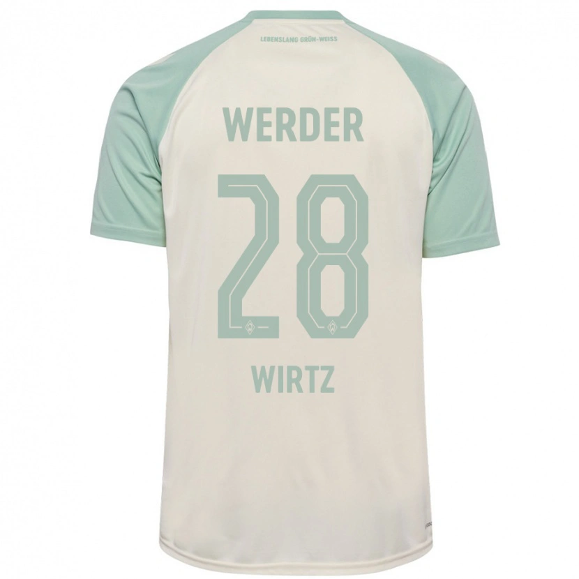 Danxen Barn Juliane Wirtz #28 Off-White Lysegrønn Bortetrøye Drakt Trøye 2024/25 Skjorter T-Skjorte