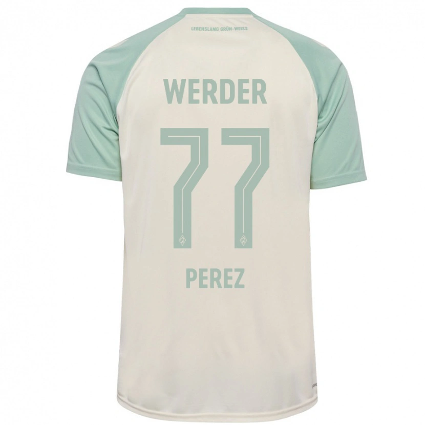 Danxen Barn Catalina Pérez #77 Off-White Lysegrønn Bortetrøye Drakt Trøye 2024/25 Skjorter T-Skjorte