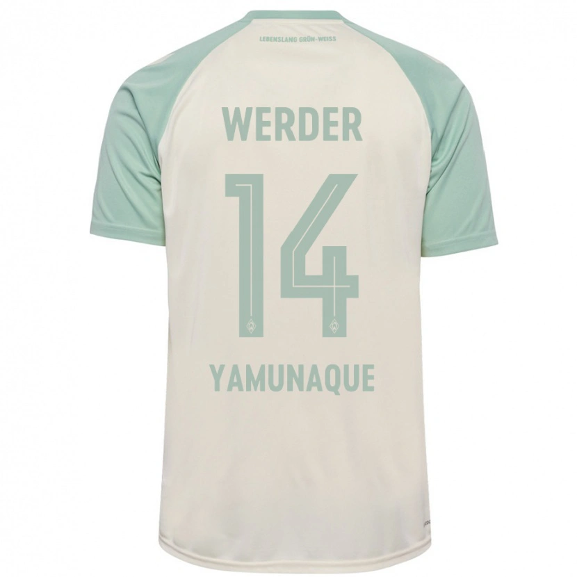 Danxen Barn Rafael Pascual Ramirez Yamunaque #14 Off-White Lysegrønn Bortetrøye Drakt Trøye 2024/25 Skjorter T-Skjorte