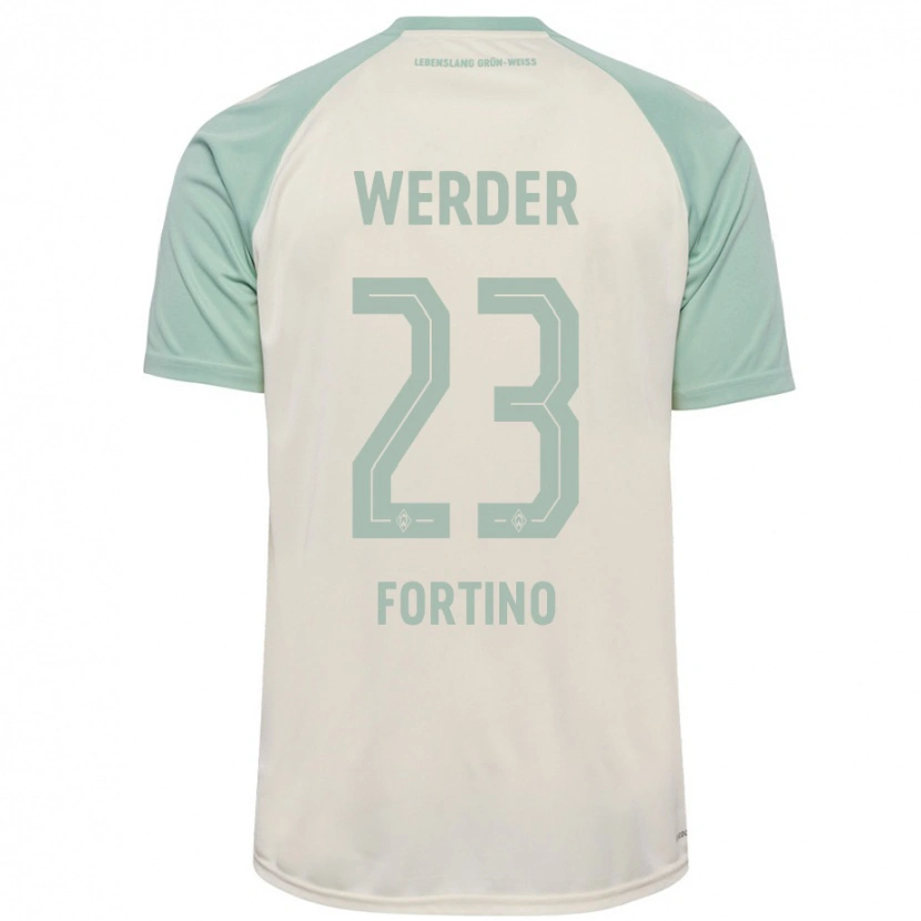 Danxen Barn Pierro Miguel Fortino #23 Off-White Lysegrønn Bortetrøye Drakt Trøye 2024/25 Skjorter T-Skjorte