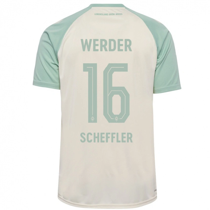 Danxen Barn Ian Scheffler #16 Off-White Lysegrønn Bortetrøye Drakt Trøye 2024/25 Skjorter T-Skjorte