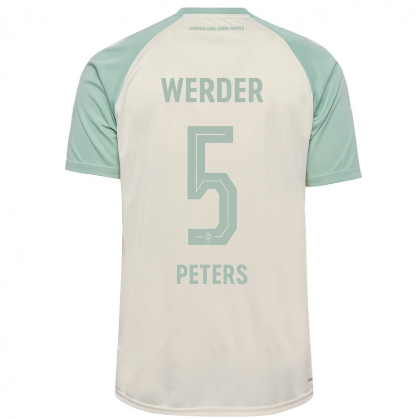 Danxen Barn Joshua Peters #5 Off-White Lysegrønn Bortetrøye Drakt Trøye 2024/25 Skjorter T-Skjorte