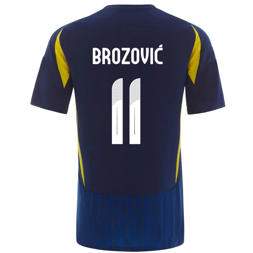 Danxen Barn Marcelo Brozovic #11 Blå Gul Bortetrøye Drakt Trøye 2024/25 Skjorter T-Skjorte