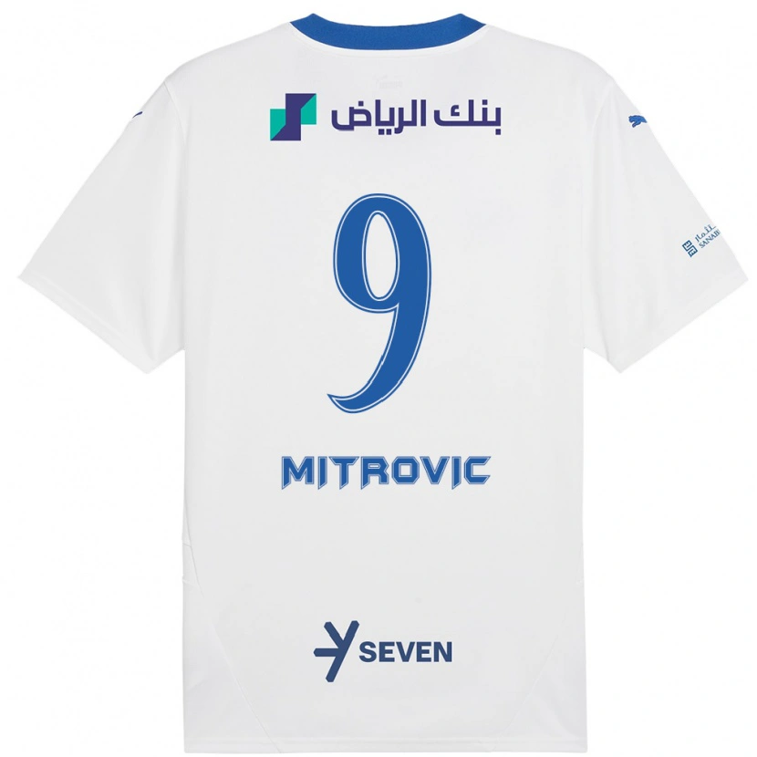 Danxen Barn Aleksandar Mitrović #9 Hvit Blå Bortetrøye Drakt Trøye 2024/25 Skjorter T-Skjorte