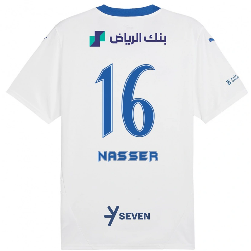Danxen Barn Nasser Al-Dawsari #16 Hvit Blå Bortetrøye Drakt Trøye 2024/25 Skjorter T-Skjorte