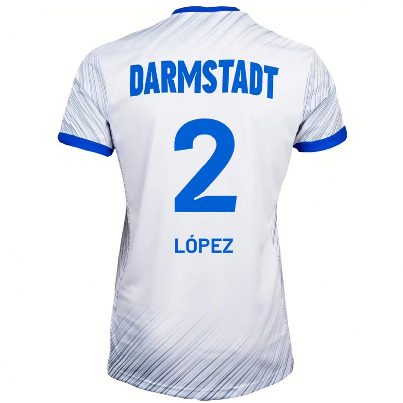 Danxen Barn Sergio López #2 Hvit Blå Bortetrøye Drakt Trøye 2024/25 Skjorter T-Skjorte