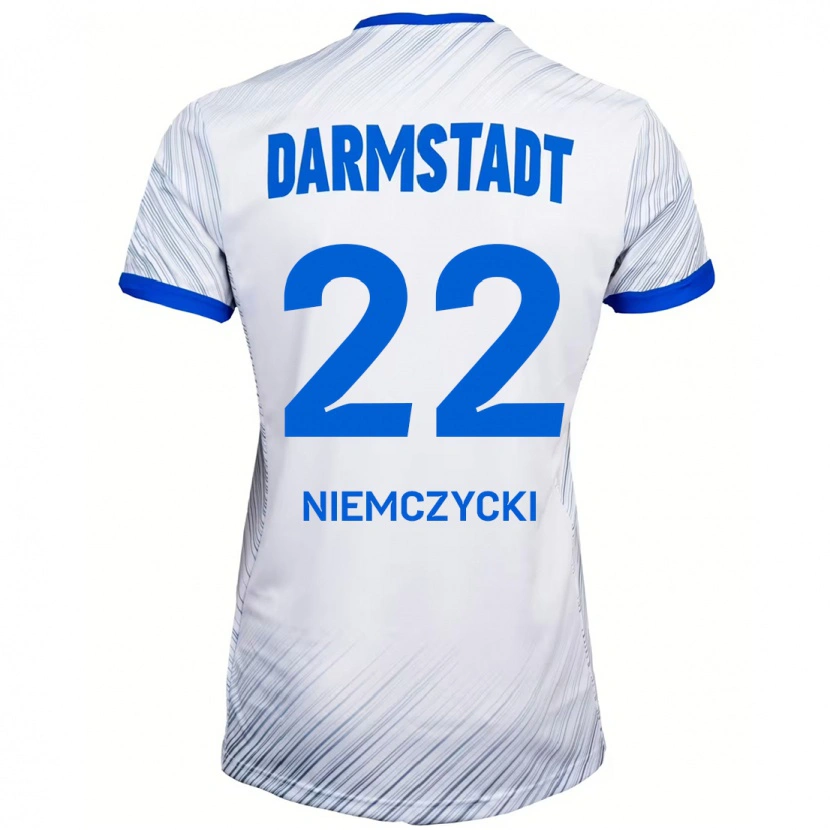 Danxen Barn Karol Niemczycki #22 Hvit Blå Bortetrøye Drakt Trøye 2024/25 Skjorter T-Skjorte