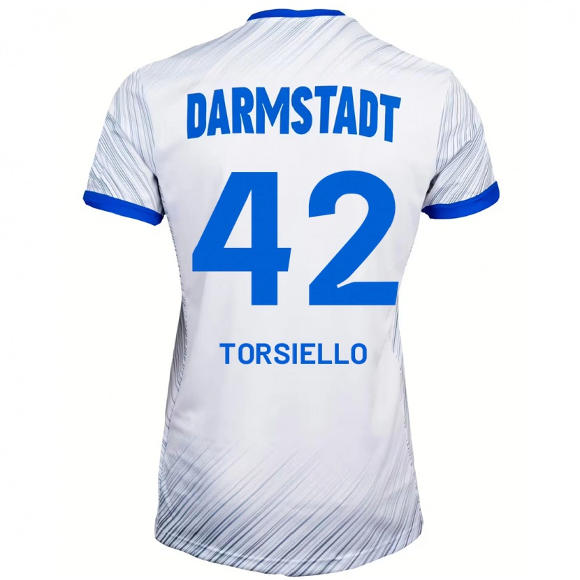 Danxen Barn Fabio Torsiello #42 Hvit Blå Bortetrøye Drakt Trøye 2024/25 Skjorter T-Skjorte
