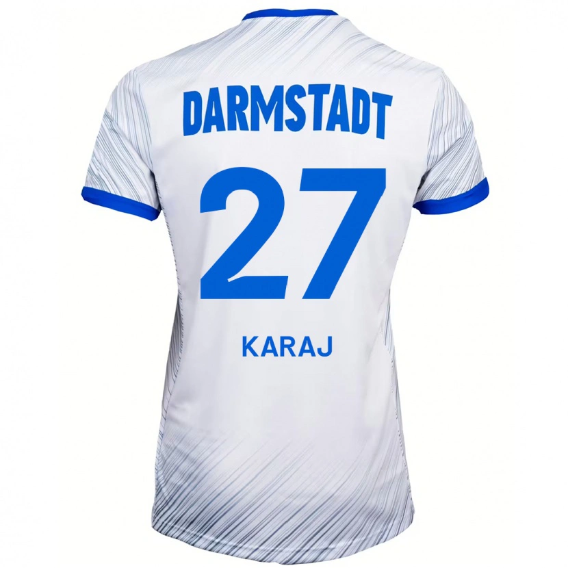 Danxen Barn Eraldo Karaj #27 Hvit Blå Bortetrøye Drakt Trøye 2024/25 Skjorter T-Skjorte