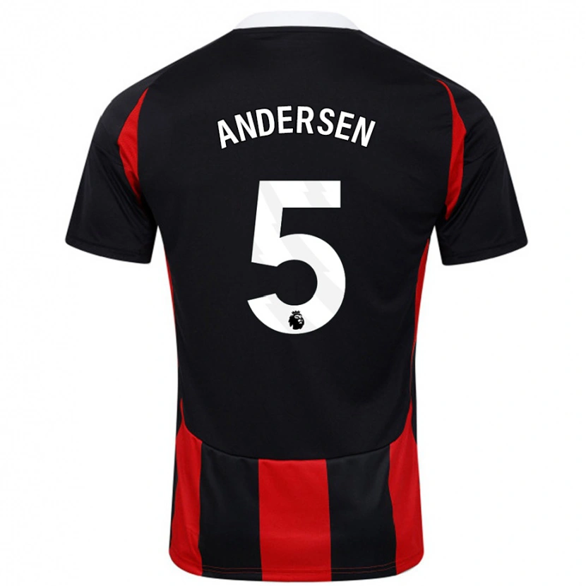 Danxen Barn Joachim Andersen #5 Svart Rød Bortetrøye Drakt Trøye 2024/25 Skjorter T-Skjorte