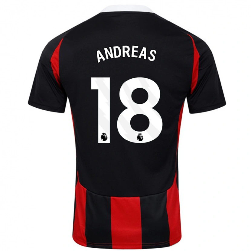 Danxen Barn Andreas Pereira #18 Svart Rød Bortetrøye Drakt Trøye 2024/25 Skjorter T-Skjorte