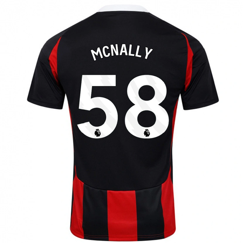 Danxen Barn Alfie Mcnally #58 Svart Rød Bortetrøye Drakt Trøye 2024/25 Skjorter T-Skjorte