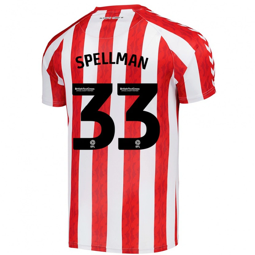 Danxen Mann Michael Spellman #33 Rød Hvit Hjemmetrøye Drakt Trøye 2024/25 Skjorter T-Skjorte