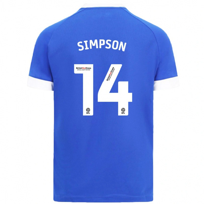 Danxen Mann Jasmine Simpson #14 Himmelblå Hjemmetrøye Drakt Trøye 2024/25 Skjorter T-Skjorte