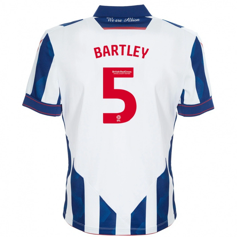 Danxen Mann Kyle Bartley #5 Hvit Mørkeblå Hjemmetrøye Drakt Trøye 2024/25 Skjorter T-Skjorte