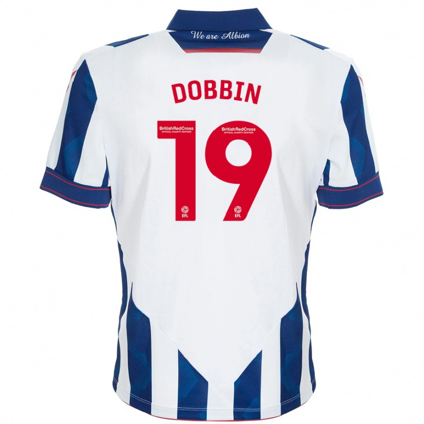Danxen Mann Lewis Dobbin #19 Hvit Mørkeblå Hjemmetrøye Drakt Trøye 2024/25 Skjorter T-Skjorte