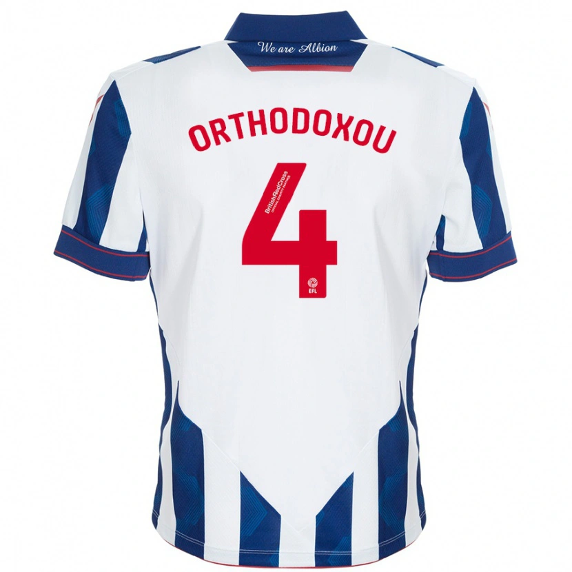 Danxen Mann Francesca Orthodoxou #4 Hvit Mørkeblå Hjemmetrøye Drakt Trøye 2024/25 Skjorter T-Skjorte