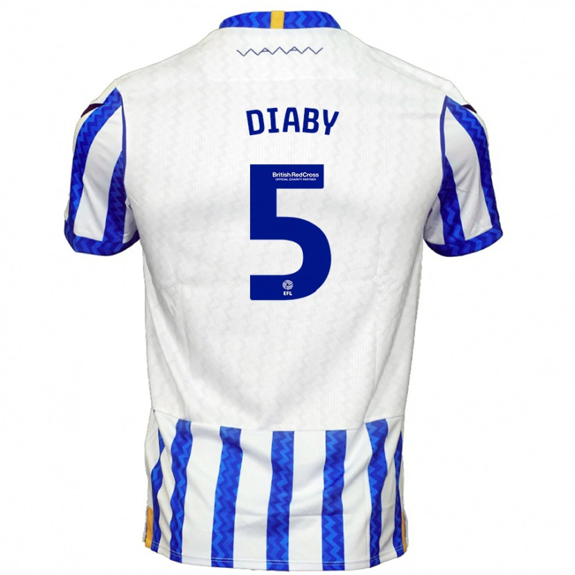 Danxen Mann Bambo Diaby #5 Blå Hvit Hjemmetrøye Drakt Trøye 2024/25 Skjorter T-Skjorte