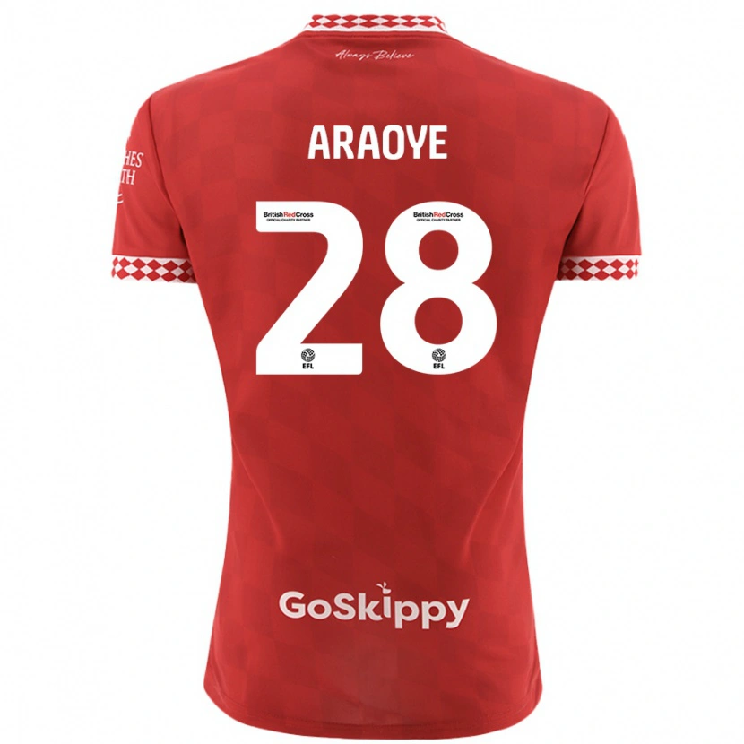 Danxen Mann Raphael Araoye #28 Rød Hjemmetrøye Drakt Trøye 2024/25 Skjorter T-Skjorte