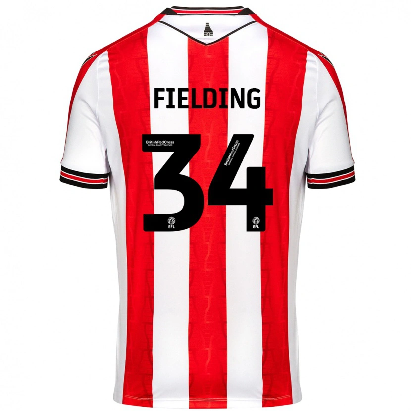 Danxen Mann Frank Fielding #34 Rød Hvit Hjemmetrøye Drakt Trøye 2024/25 Skjorter T-Skjorte