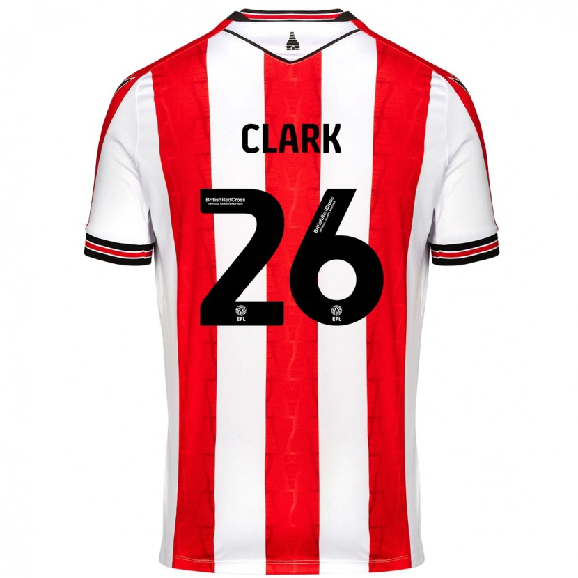 Danxen Mann Ciaran Clark #26 Rød Hvit Hjemmetrøye Drakt Trøye 2024/25 Skjorter T-Skjorte