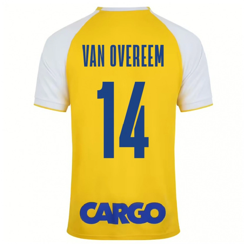 Danxen Mann Joris Van Overeem #14 Gul Hvit Hjemmetrøye Drakt Trøye 2024/25 Skjorter T-Skjorte