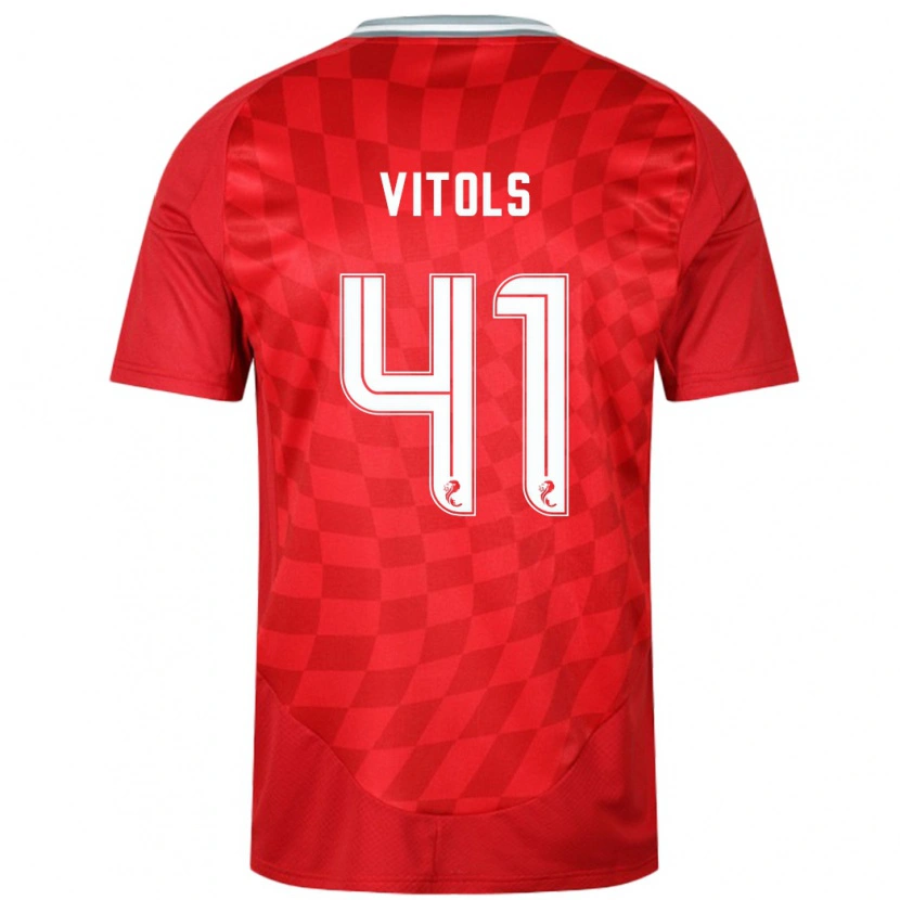 Danxen Mann Rodrigo Vitols #41 Rød Hjemmetrøye Drakt Trøye 2024/25 Skjorter T-Skjorte