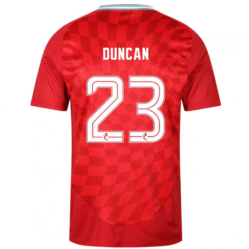 Danxen Mann Ryan Duncan #23 Rød Hjemmetrøye Drakt Trøye 2024/25 Skjorter T-Skjorte