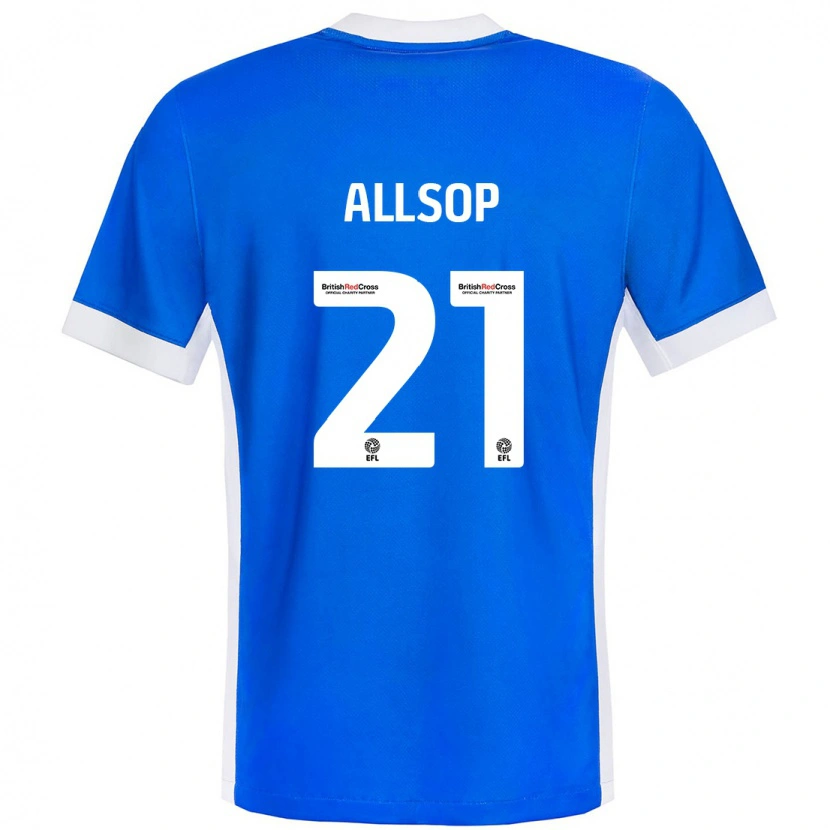 Danxen Mann Ryan Allsop #21 Blå Hvit Hjemmetrøye Drakt Trøye 2024/25 Skjorter T-Skjorte