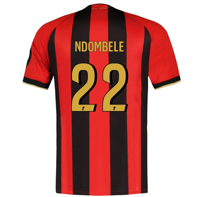 Danxen Mann Tanguy Ndombélé #22 Rød Svart Hjemmetrøye Drakt Trøye 2024/25 Skjorter T-Skjorte