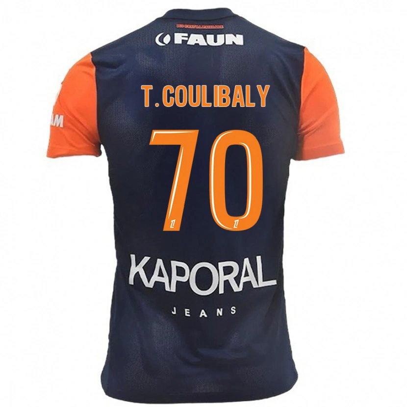 Danxen Mann Tanguy Coulibaly #70 Marineblå Oransje Hjemmetrøye Drakt Trøye 2024/25 Skjorter T-Skjorte
