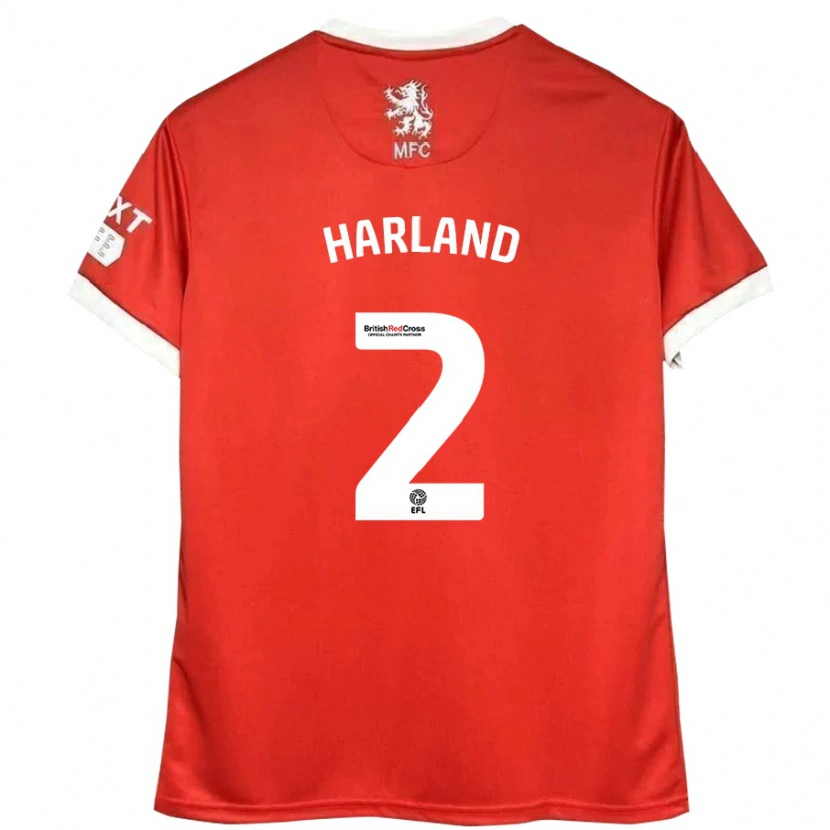 Danxen Mann Jane Harland #2 Rød Hvit Hjemmetrøye Drakt Trøye 2024/25 Skjorter T-Skjorte